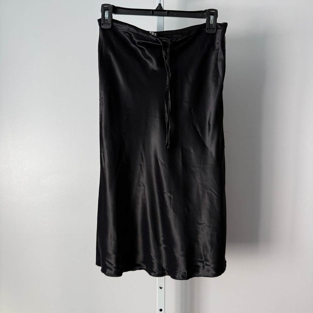 Nordstrom CPW Petites‎ PS Black Satin Midi Whimsigoth Slip Skirt Witchy